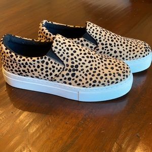 Leopard print platform sneakers, size 7